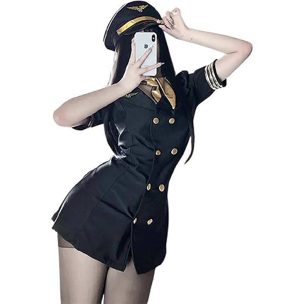 Amazon.com: Music Legs Mile High Club Stewardess Costume Black